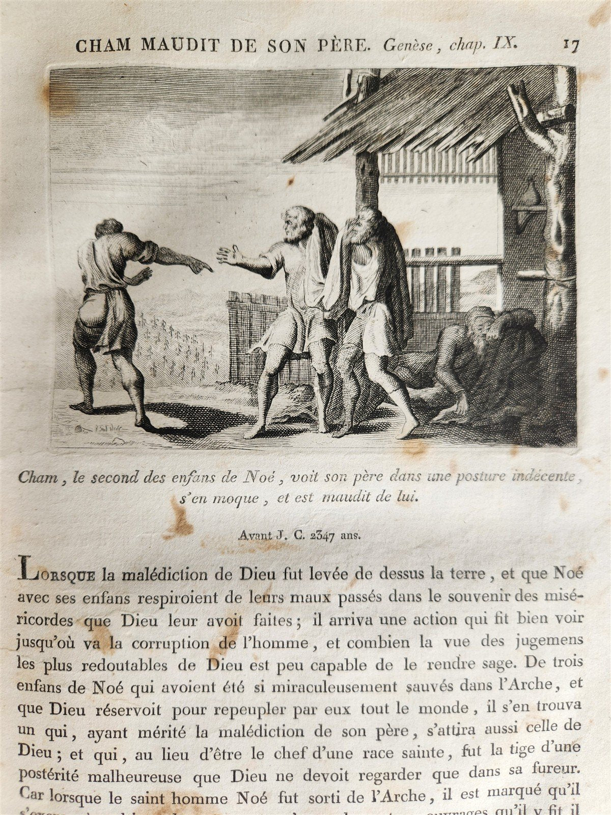 1811 BIBLE HISTORY in FRENCH ILLUSTRATED w/ 270 ENGRAVINGS & MAP antique
