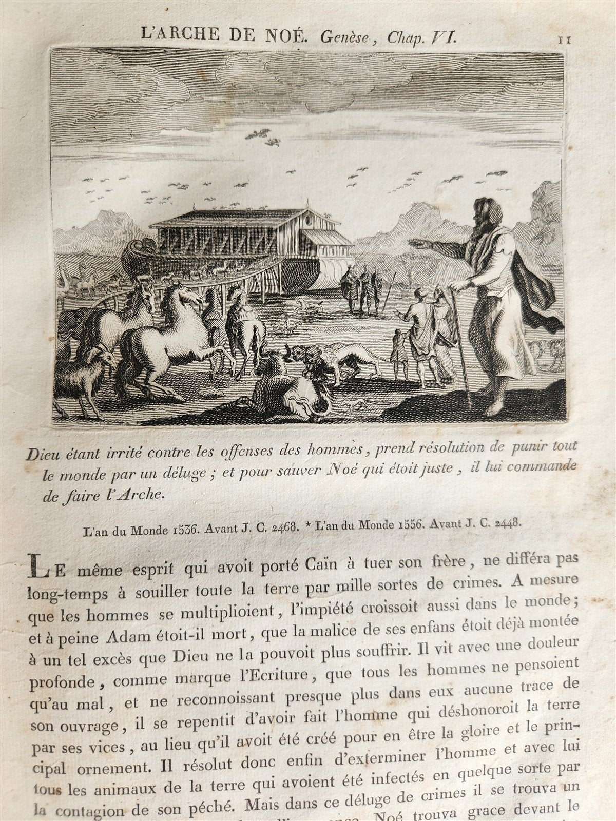 1811 BIBLE HISTORY in FRENCH ILLUSTRATED w/ 270 ENGRAVINGS & MAP antique