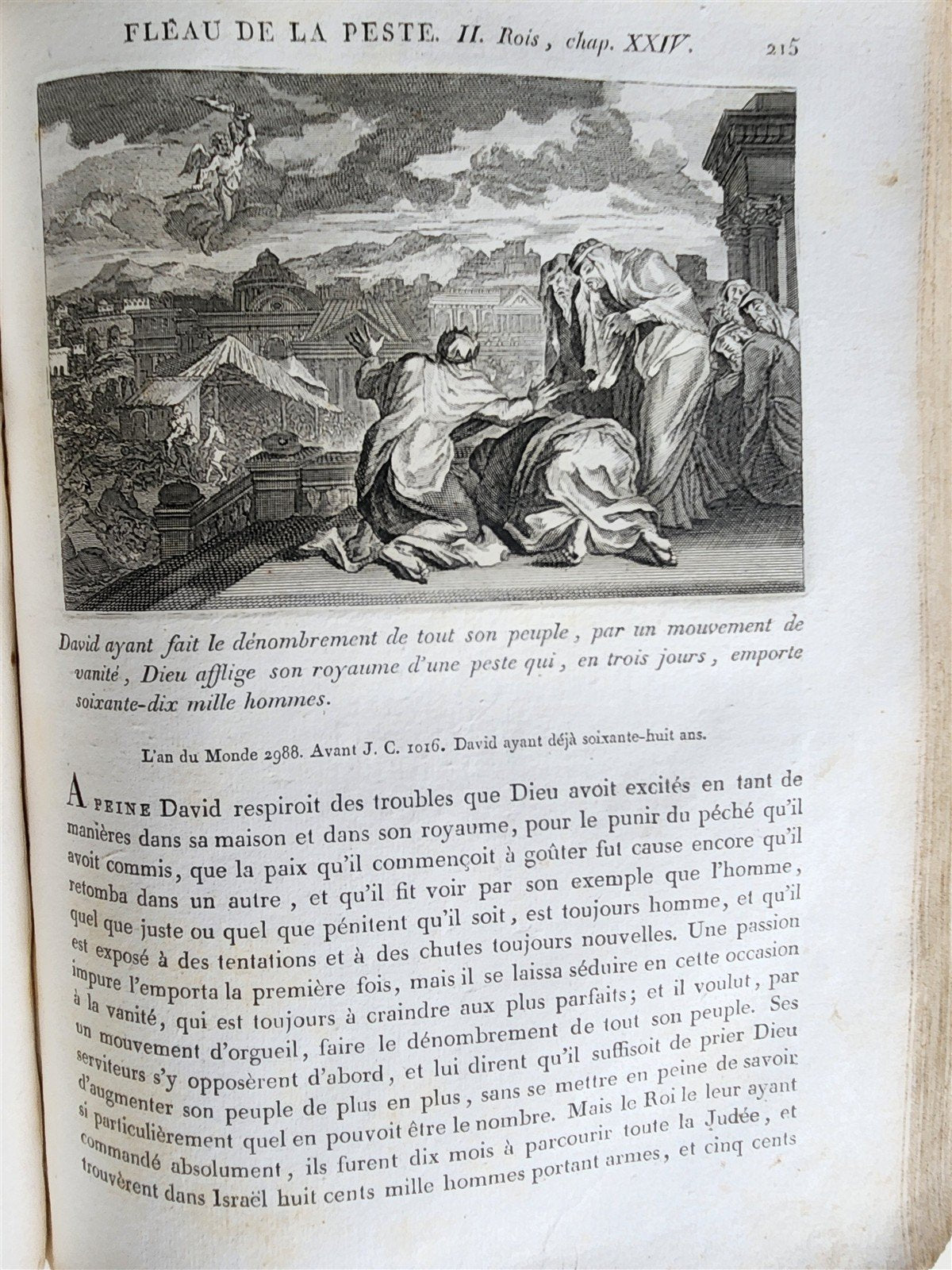 1811 BIBLE HISTORY in FRENCH ILLUSTRATED w/ 270 ENGRAVINGS & MAP antique