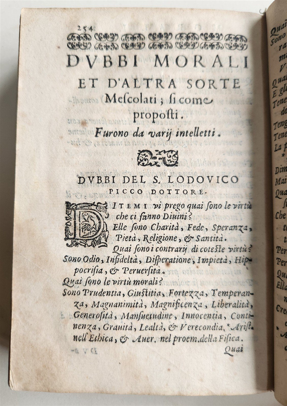 1597 Selva di Bellissimi Dubbi by Ortensio Lando antique VELLUM 16th CENTURY