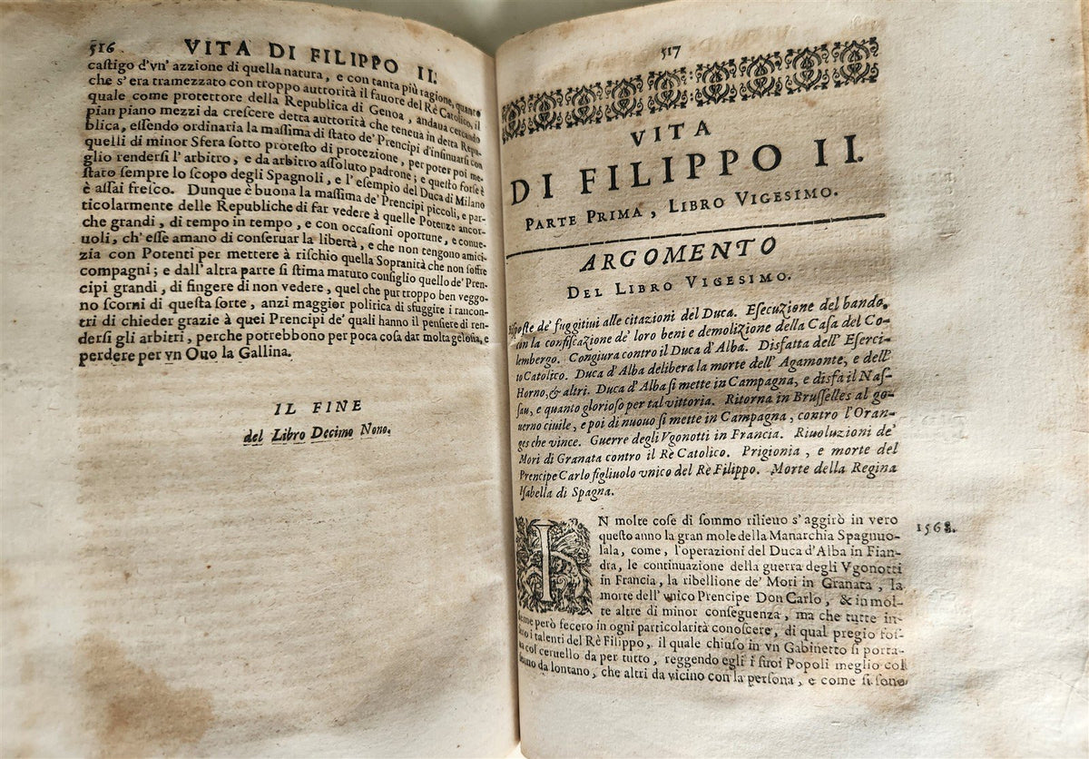 1679 LIFE of CATHOLIC KING PHILIP II of SPAIN antique 2 VOLUMES by Gregory LETI