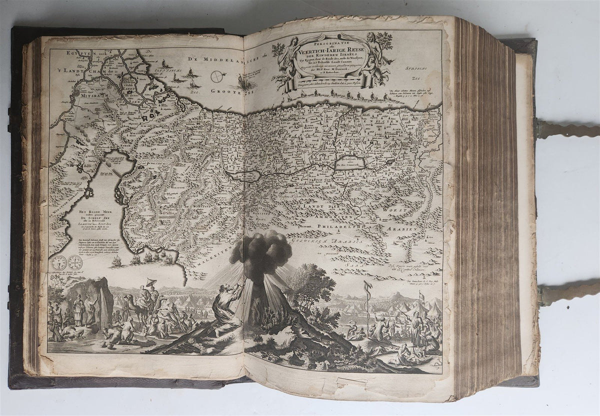 1702 BIBLE in DUTCH MONUMENTAL "KEUR" FOLIO antique ILLUSTRATED w/ 5 MAPS