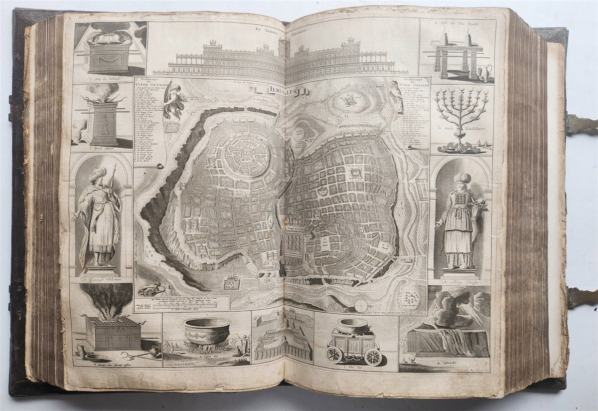 1702 BIBLE in DUTCH MONUMENTAL "KEUR" FOLIO antique ILLUSTRATED w/ 5 MAPS