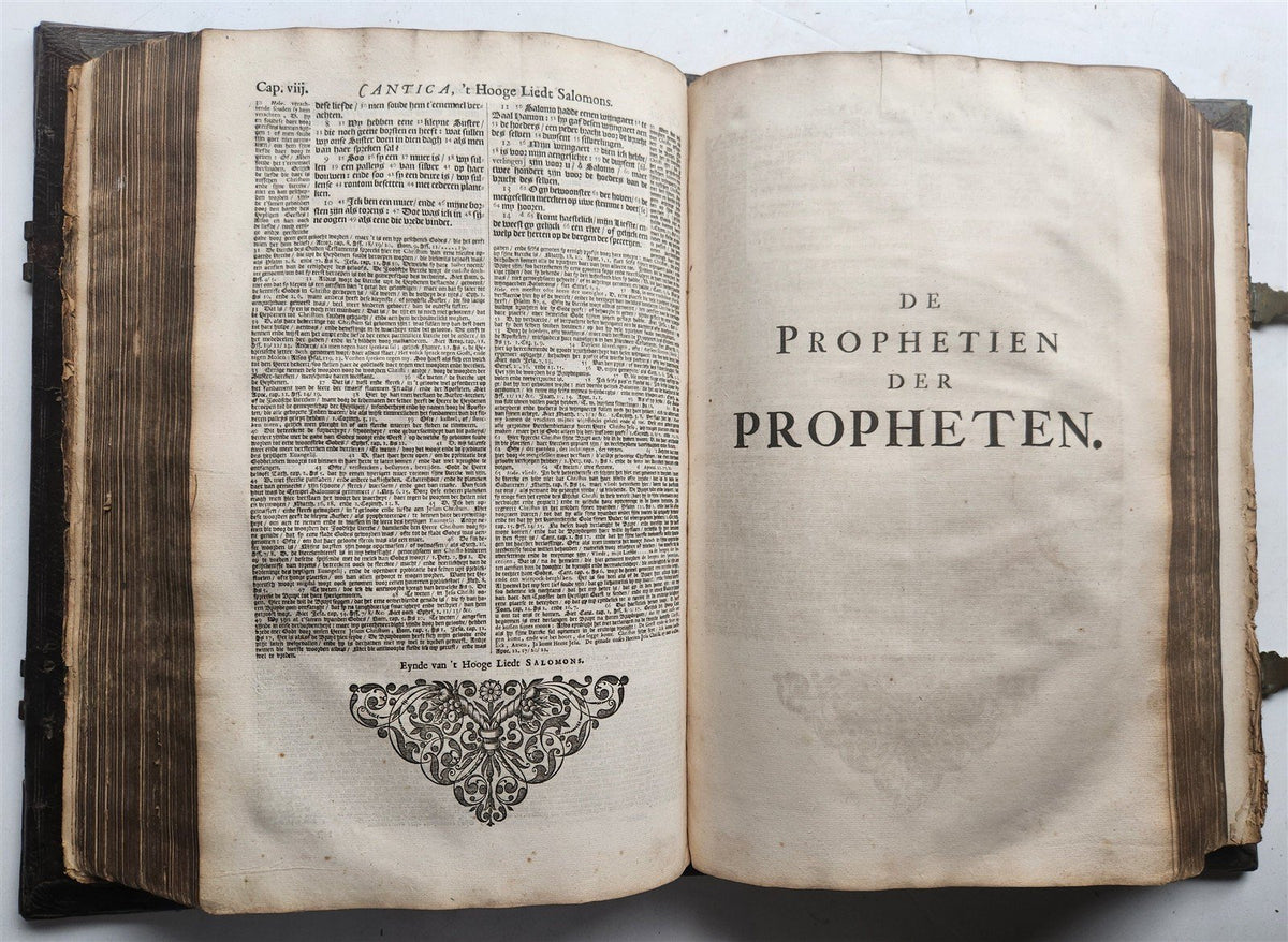 1702 BIBLE in DUTCH MONUMENTAL "KEUR" FOLIO antique ILLUSTRATED w/ 5 MAPS