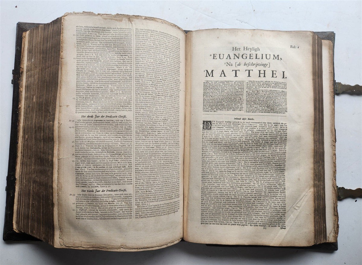 1702 BIBLE in DUTCH MONUMENTAL "KEUR" FOLIO antique ILLUSTRATED w/ 5 MAPS