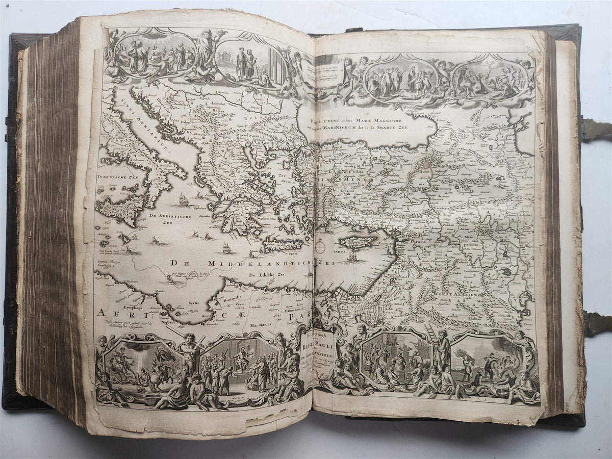 1702 BIBLE in DUTCH MONUMENTAL "KEUR" FOLIO antique ILLUSTRATED w/ 5 MAPS