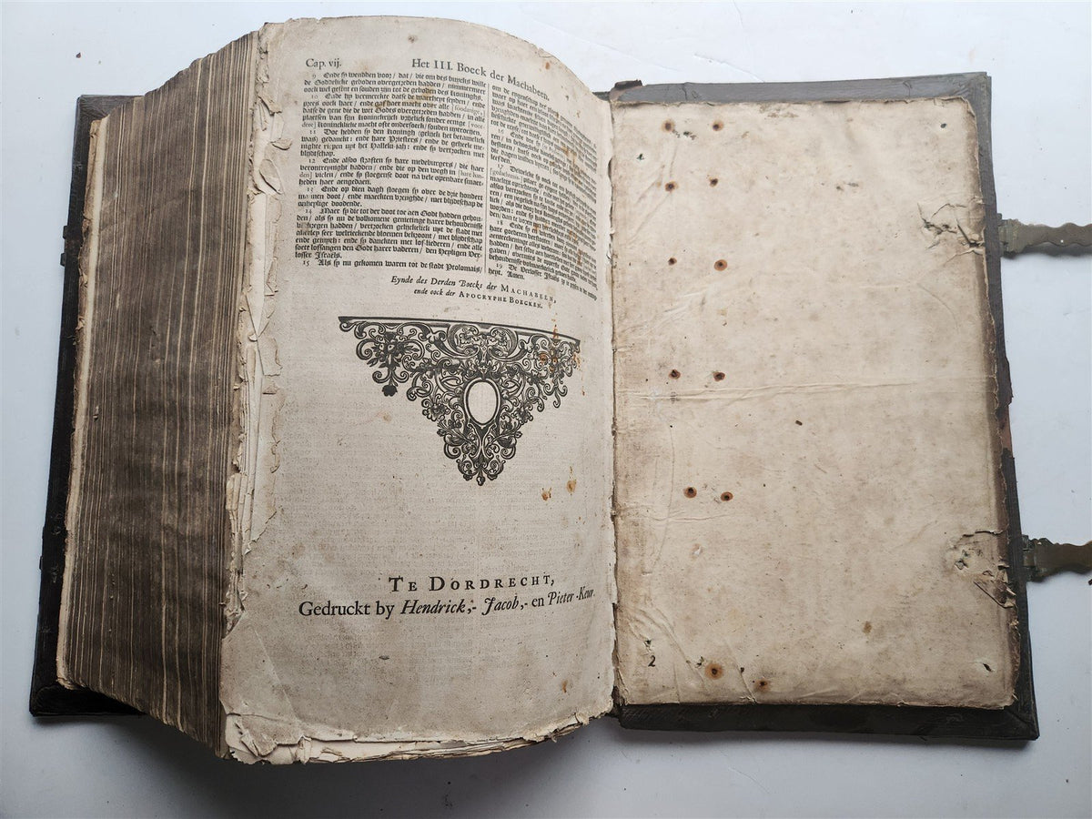 1702 BIBLE in DUTCH MONUMENTAL "KEUR" FOLIO antique ILLUSTRATED w/ 5 MAPS