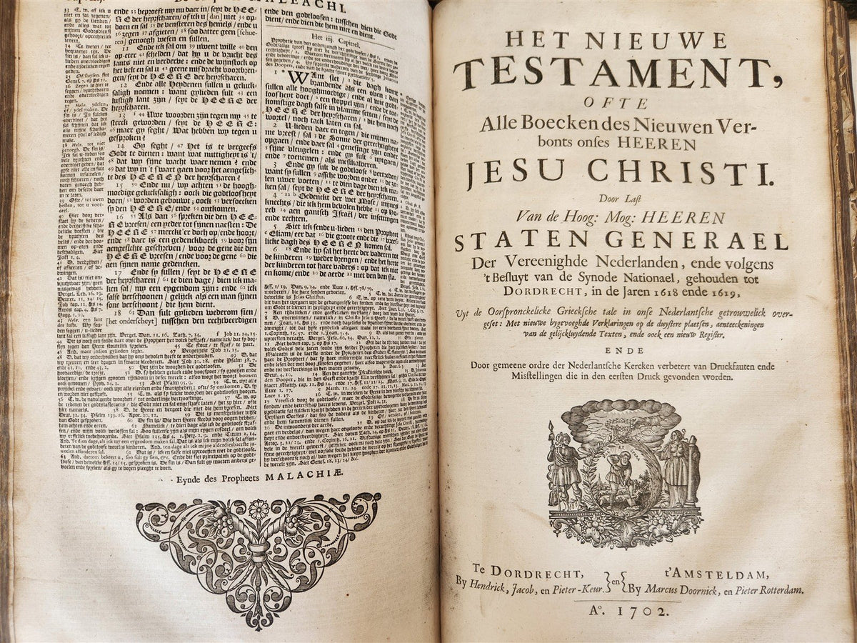 1702 BIBLE in DUTCH MONUMENTAL "KEUR" FOLIO antique ILLUSTRATED w/ 5 MAPS
