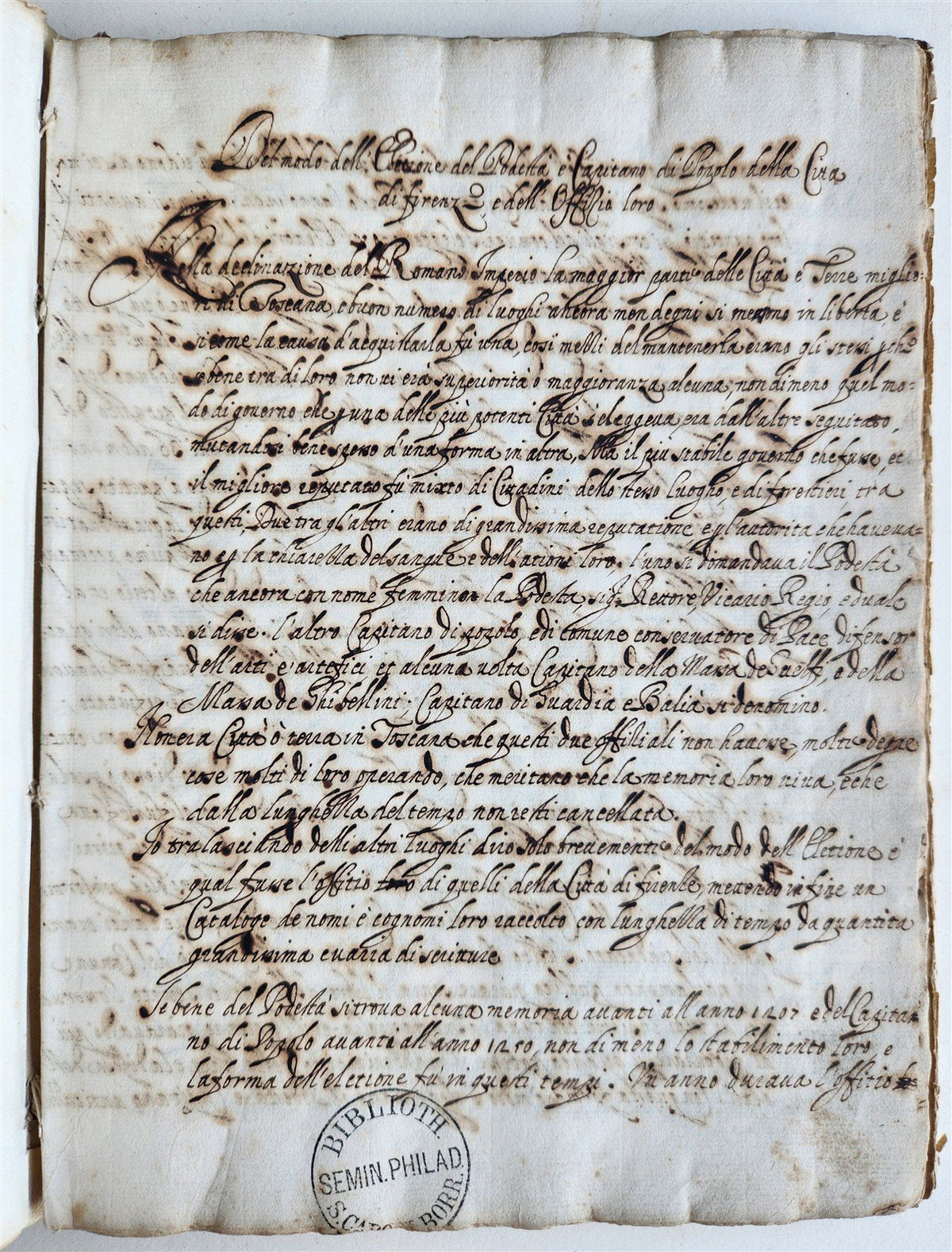 17th CENTURY MANUSCRIPT in ITALIAN (?) antique VELLUM BOUND 120 pages