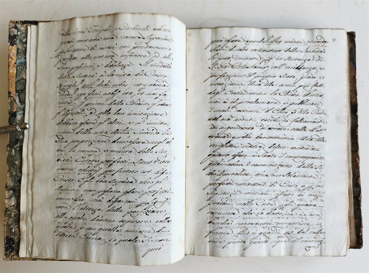 18th CENTURY MANUSCRIPT in ITALIAN antique VELLUM BOUND 392 pages