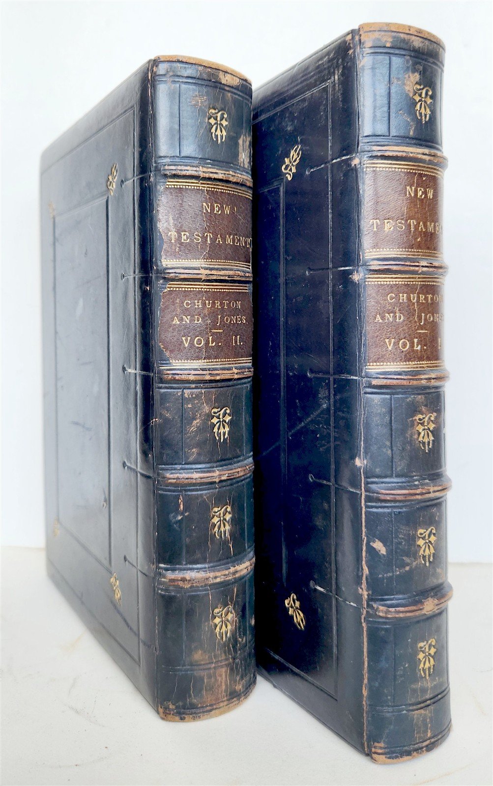 1869 BIBLE in ENGLISH 2 VOLUMES antique ILLUSTRATED NEW TESTAMENT