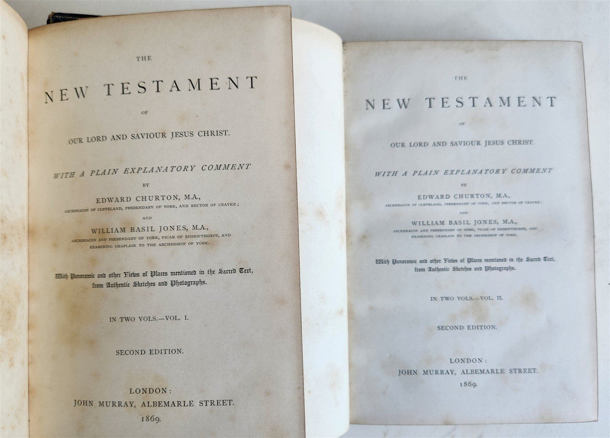 1869 BIBLE in ENGLISH 2 VOLUMES antique ILLUSTRATED NEW TESTAMENT