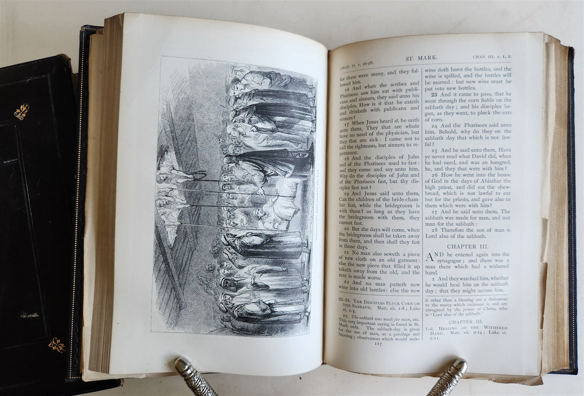 1869 BIBLE in ENGLISH 2 VOLUMES antique ILLUSTRATED NEW TESTAMENT