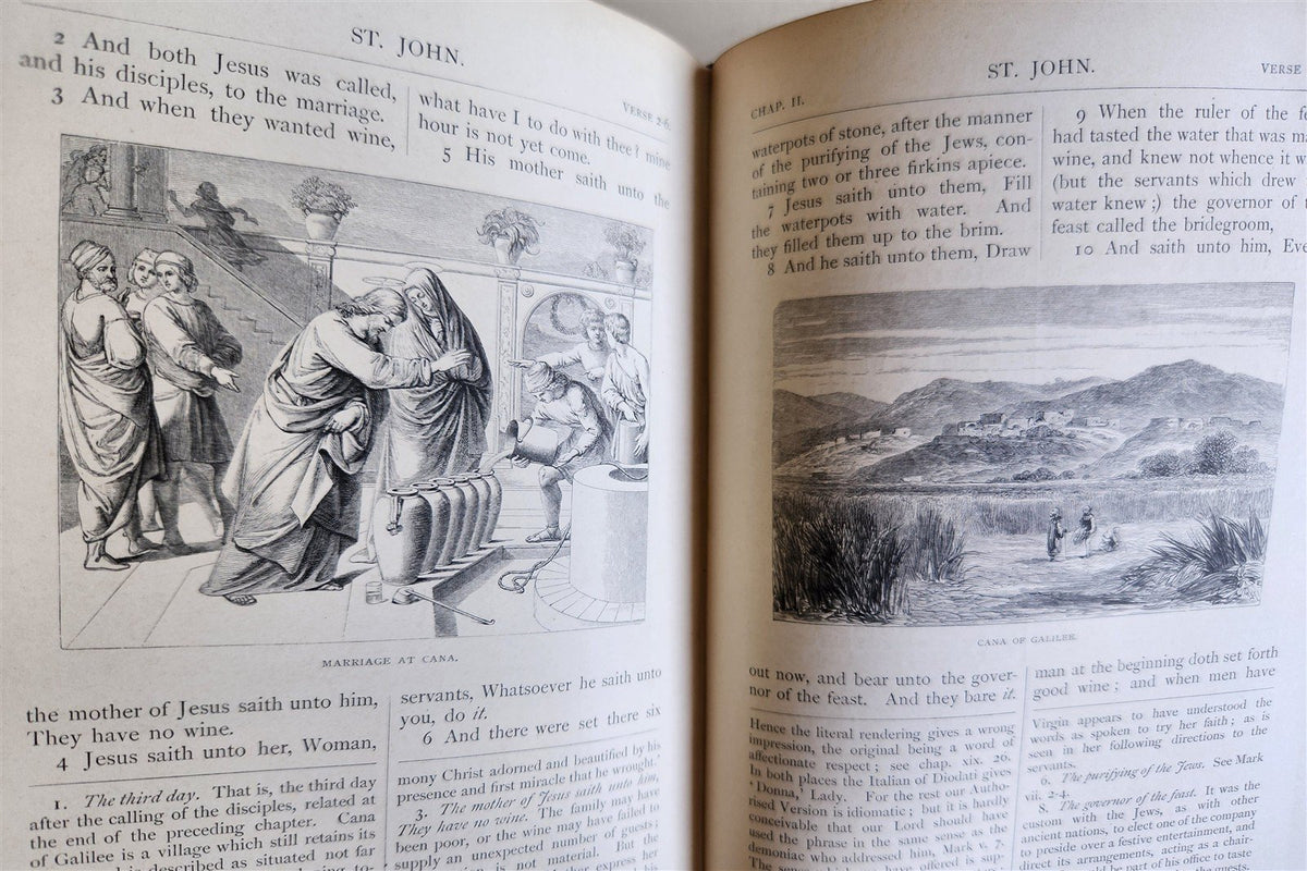 1869 BIBLE in ENGLISH 2 VOLUMES antique ILLUSTRATED NEW TESTAMENT