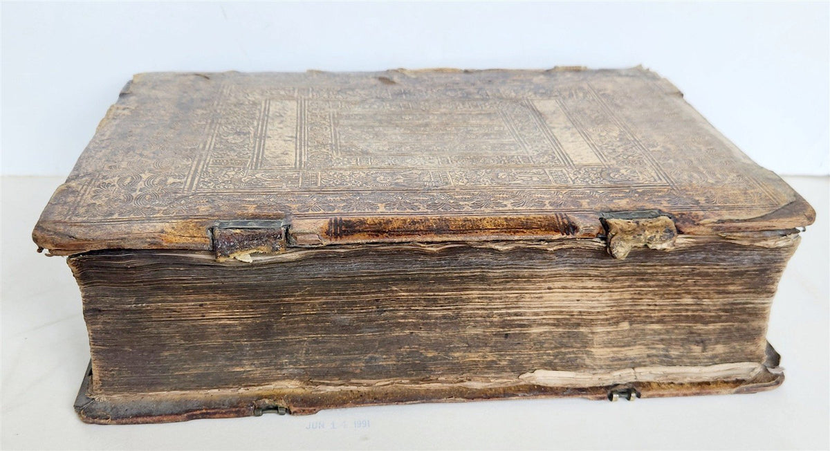 1567 BIBLE CONCORDANCE antique 16th CENTURY BLIND TOOLED PIGSKING BOUND FOLIO