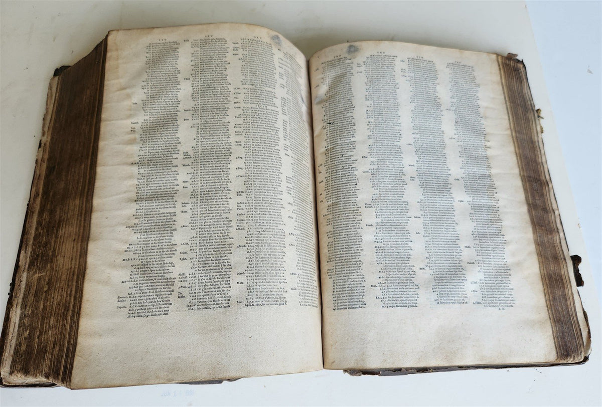 1567 BIBLE CONCORDANCE antique 16th CENTURY BLIND TOOLED PIGSKING BOUND FOLIO