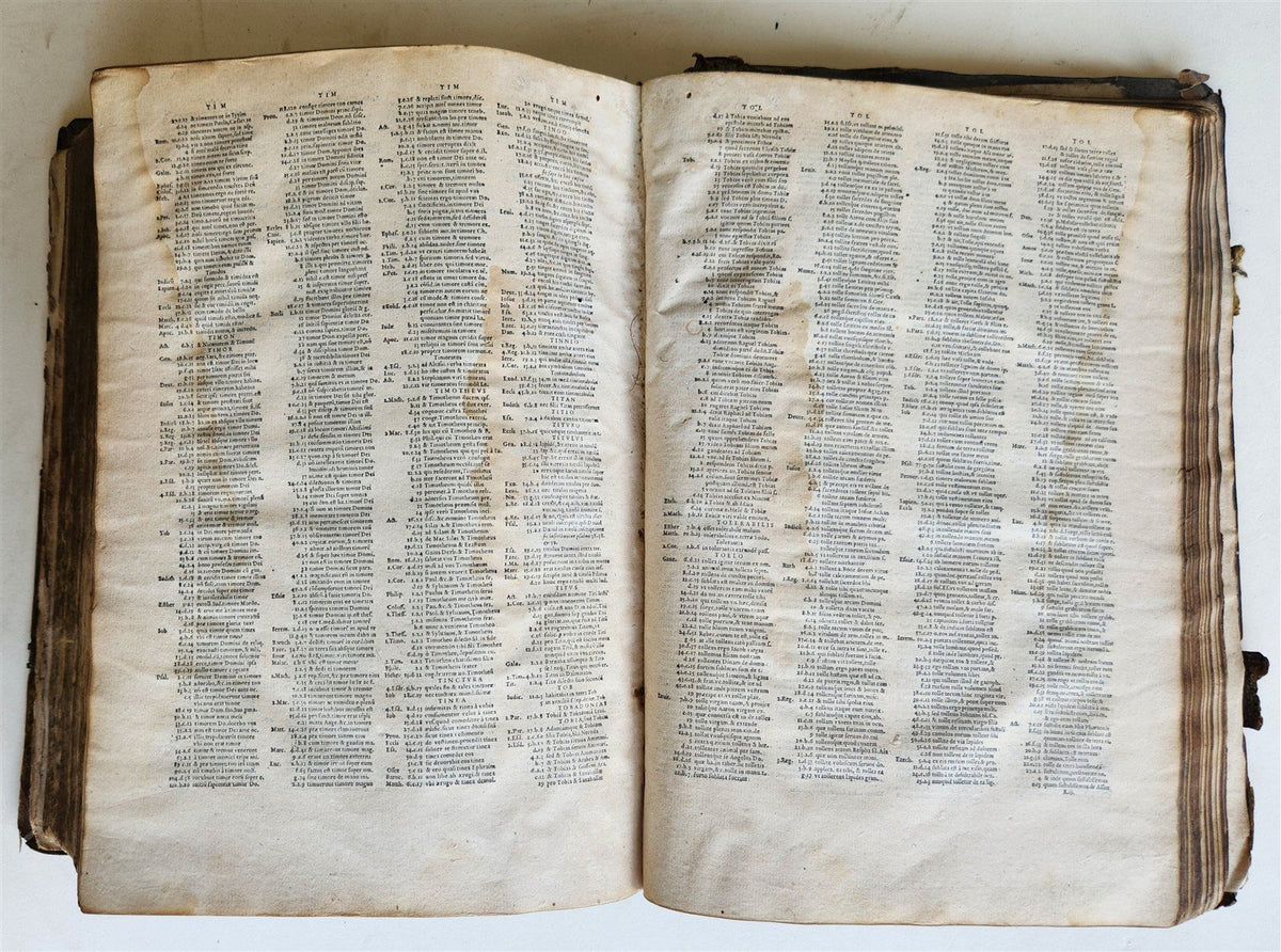 1567 BIBLE CONCORDANCE antique 16th CENTURY BLIND TOOLED PIGSKING BOUND FOLIO