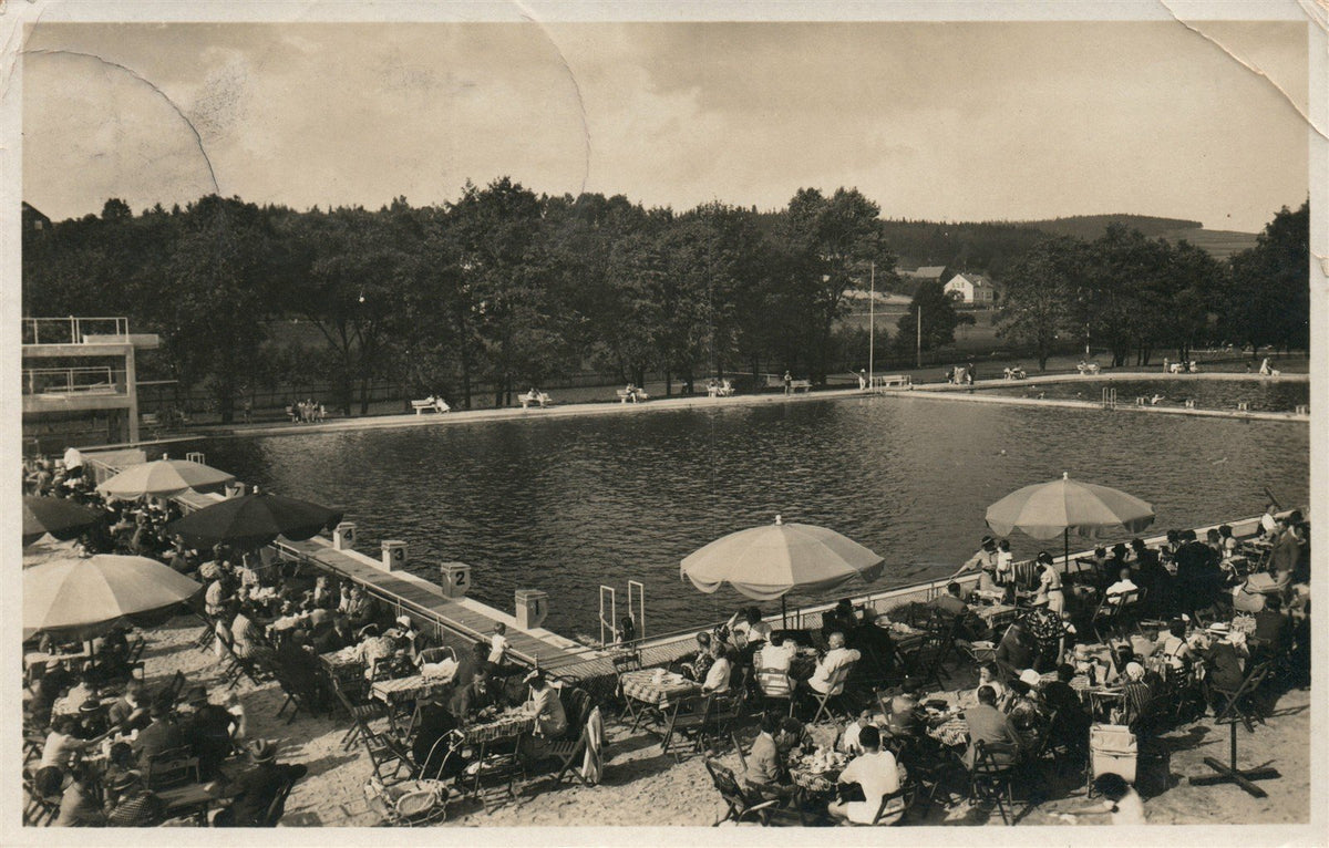 BAD MARKNEUKIRCHEN GERMANY SWIMMING POOL VINTAGE REAL PHOTO POSTCARD RPPC