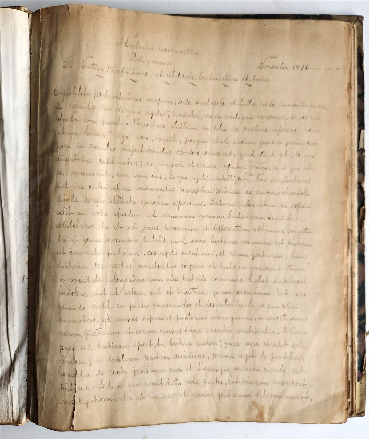 1873 MANUSCRIPT on PAPER - ECCLESIASTICAL HISTORY antique