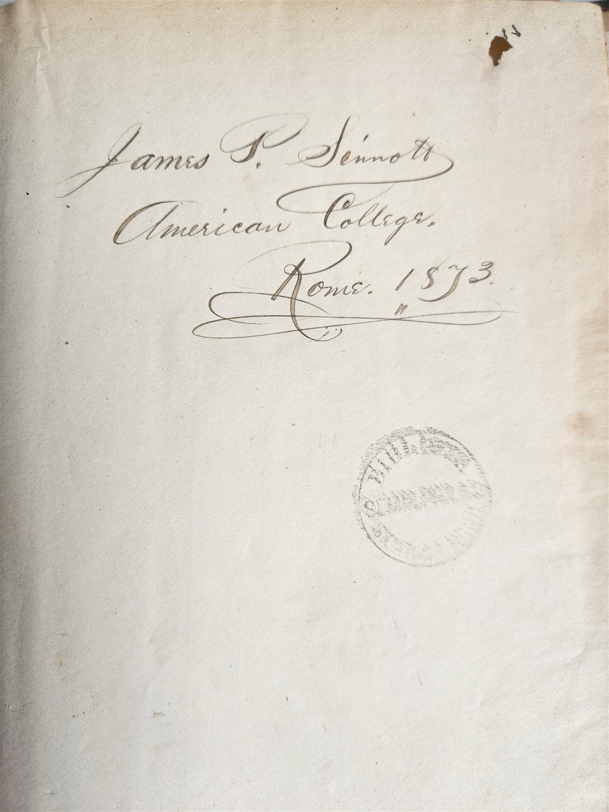 1873 MANUSCRIPT on PAPER - ECCLESIASTICAL HISTORY antique