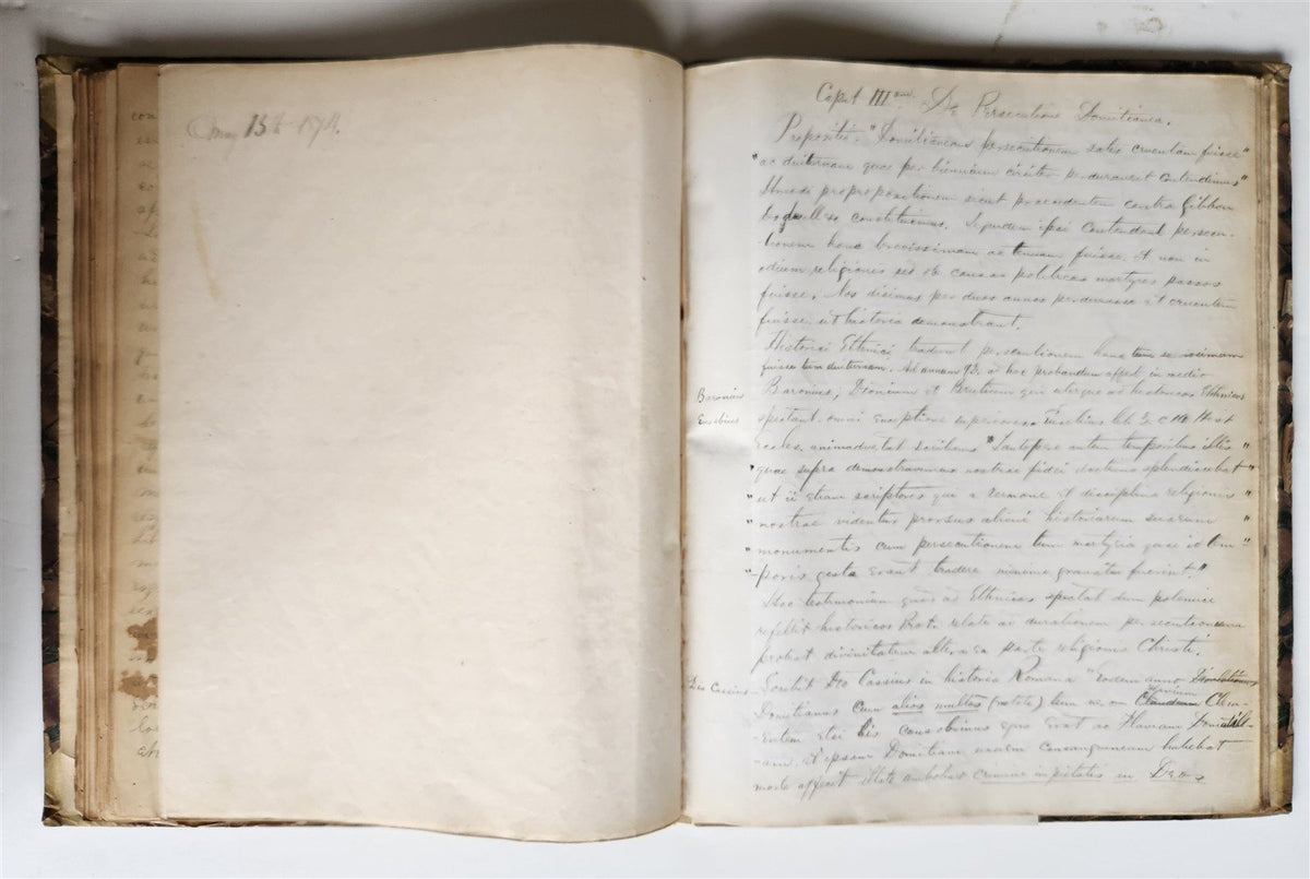 1873 MANUSCRIPT on PAPER - ECCLESIASTICAL HISTORY antique