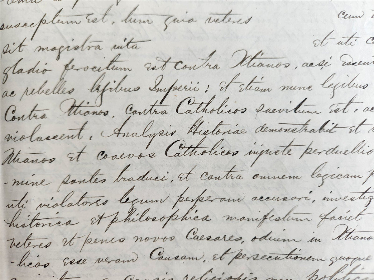 1873 MANUSCRIPT on PAPER - ECCLESIASTICAL HISTORY antique