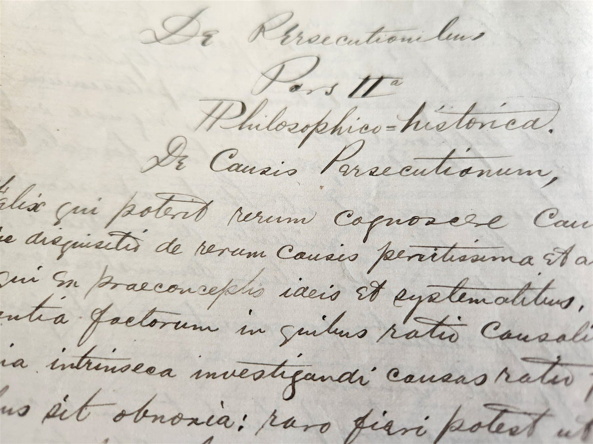 1873 MANUSCRIPT on PAPER - ECCLESIASTICAL HISTORY antique