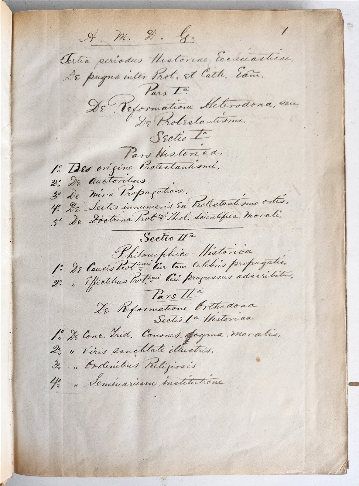 1872 MANUSCRIPT on PAPER - ECCLESIASTICAL HISTORY antique