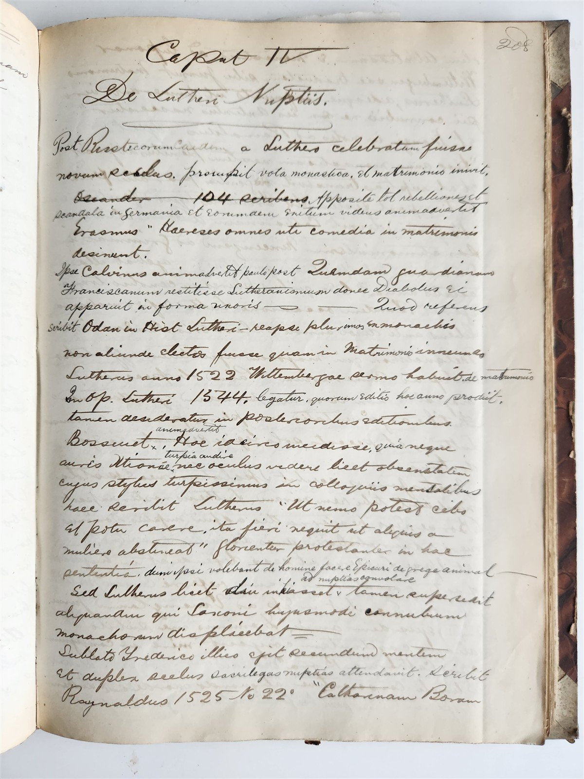 1872 MANUSCRIPT on PAPER - ECCLESIASTICAL HISTORY antique