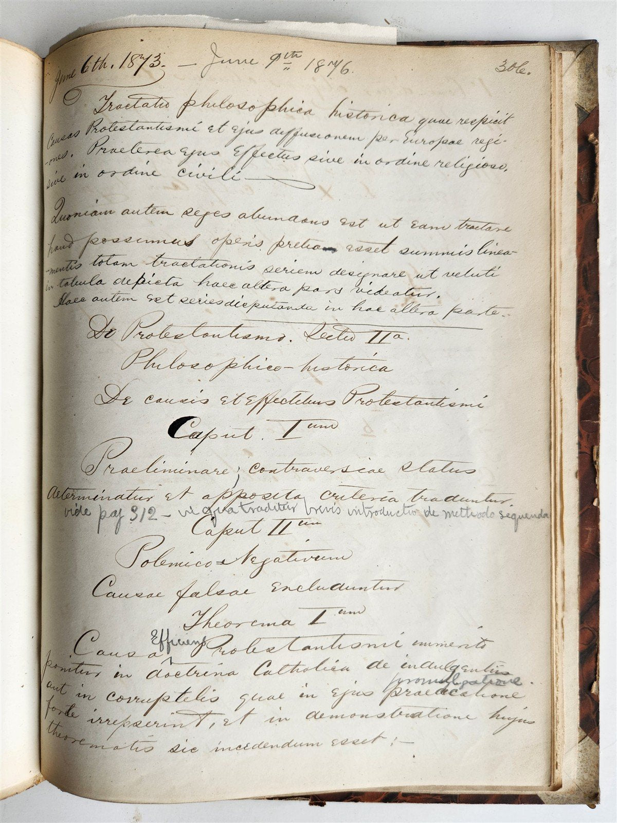 1872 MANUSCRIPT on PAPER - ECCLESIASTICAL HISTORY antique