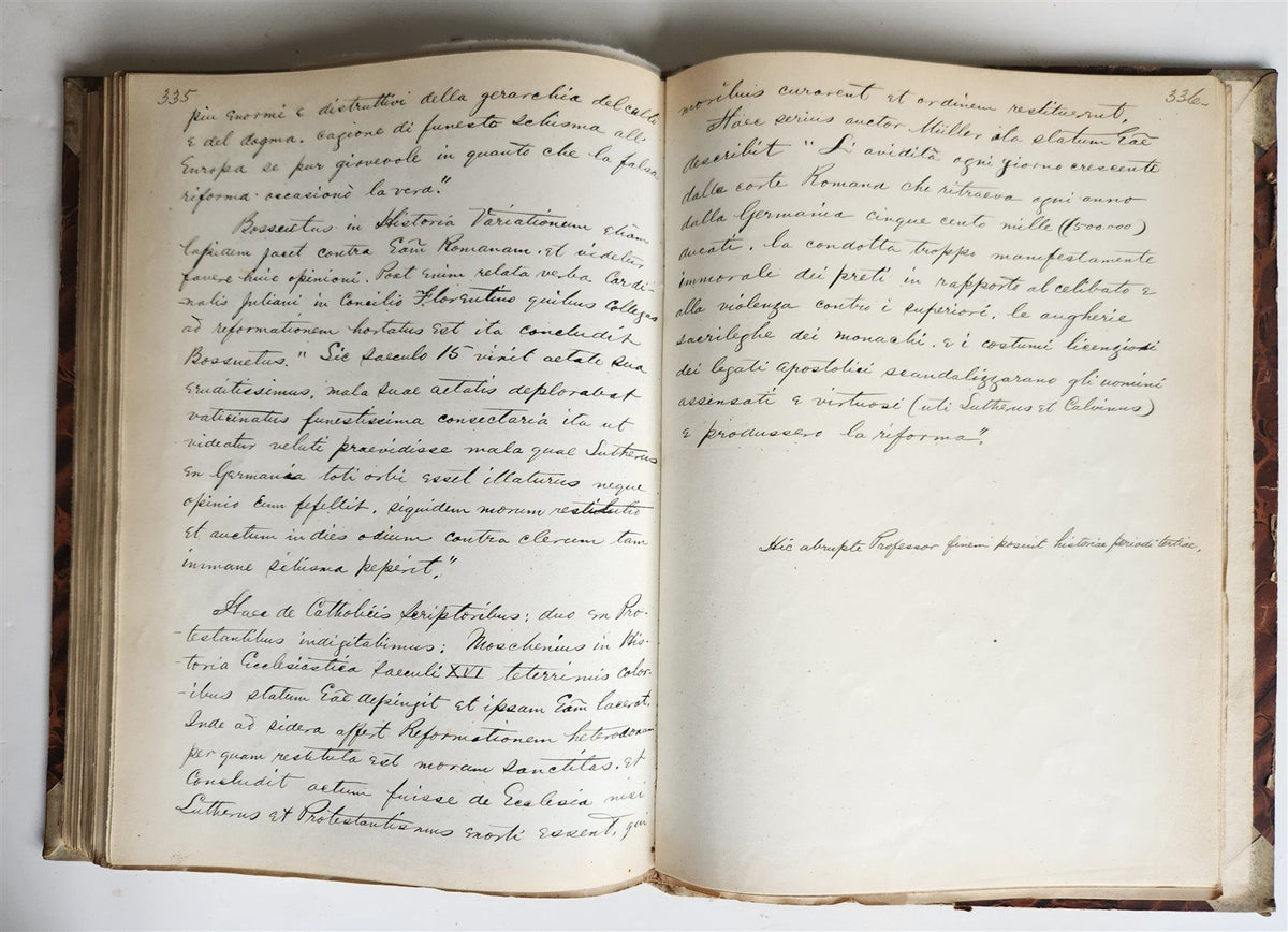 1872 MANUSCRIPT on PAPER - ECCLESIASTICAL HISTORY antique
