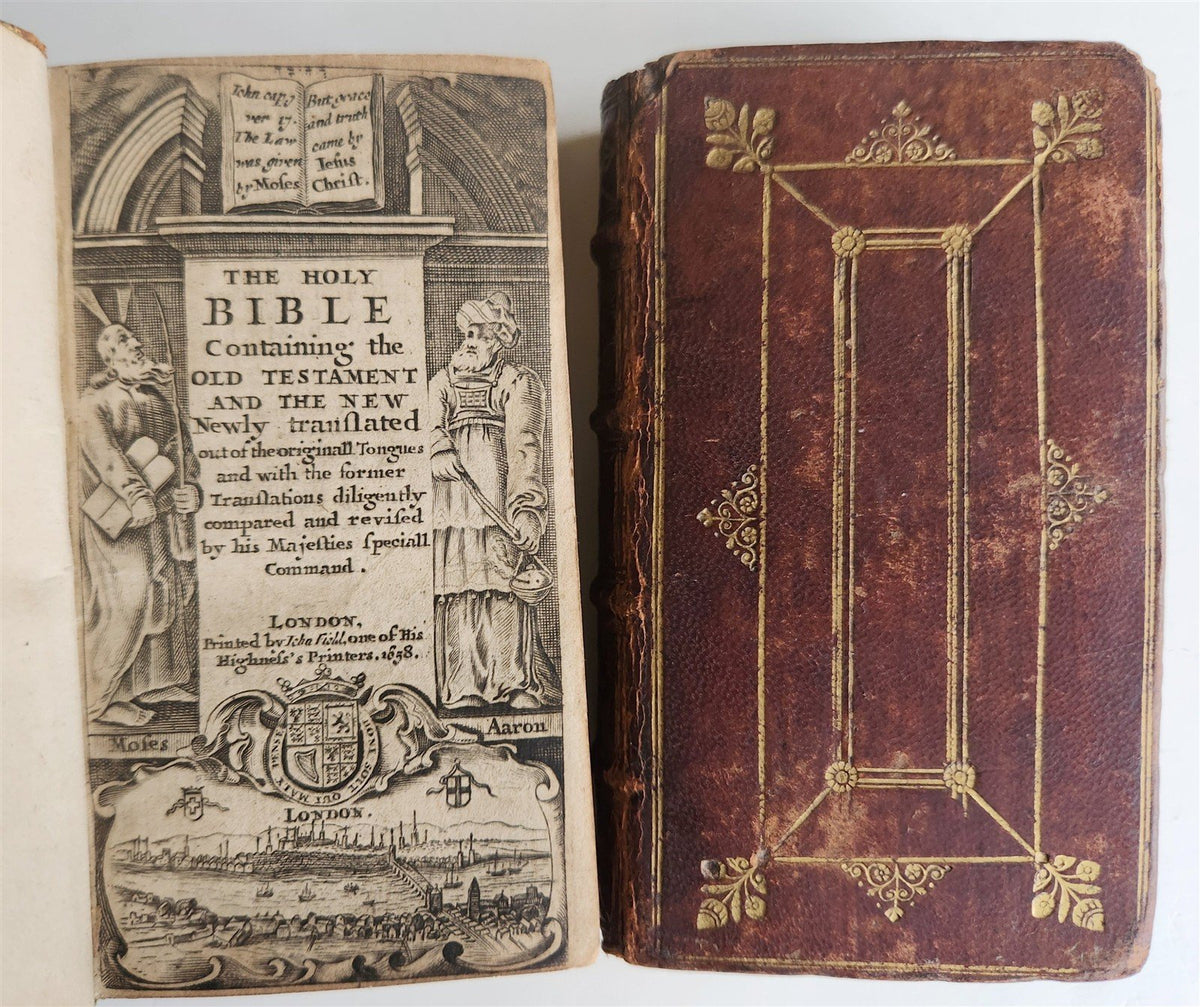 1658 BIBLE in ENGLISH OLD and NEW TESTAMENTS antique 2 VOLUMES