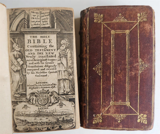 1658 BIBLE in ENGLISH OLD and NEW TESTAMENTS antique 2 VOLUMES