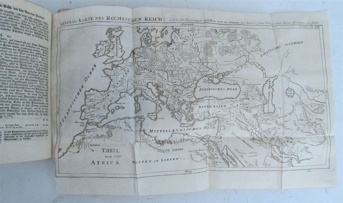 1748 WORLD'S HISTORY antique ILLUSTRATED w/ MAP in German VELLUM BOUND