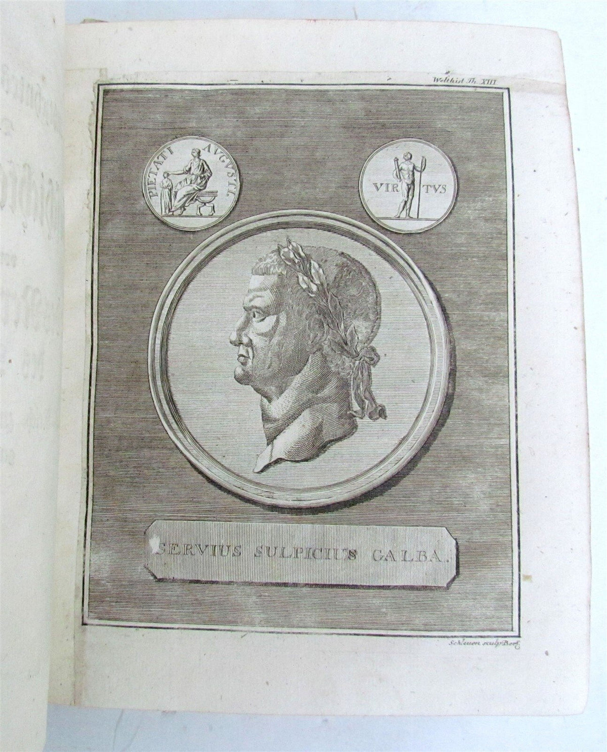 1748 WORLD'S HISTORY antique ILLUSTRATED w/ MAP in German VELLUM BOUND
