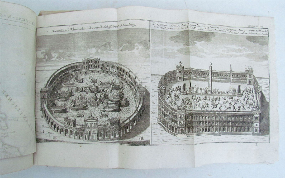 1748 WORLD'S HISTORY antique ILLUSTRATED w/ MAP in German VELLUM BOUND