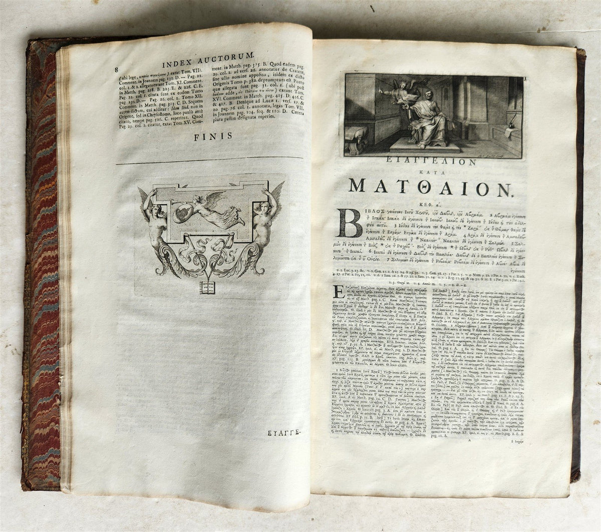 1703 BIBLE in GREEK NEW TESTAMENT antique ILLUSTRATED FOLIO