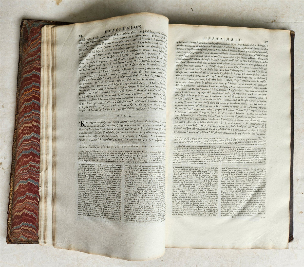 1703 BIBLE in GREEK NEW TESTAMENT antique ILLUSTRATED FOLIO