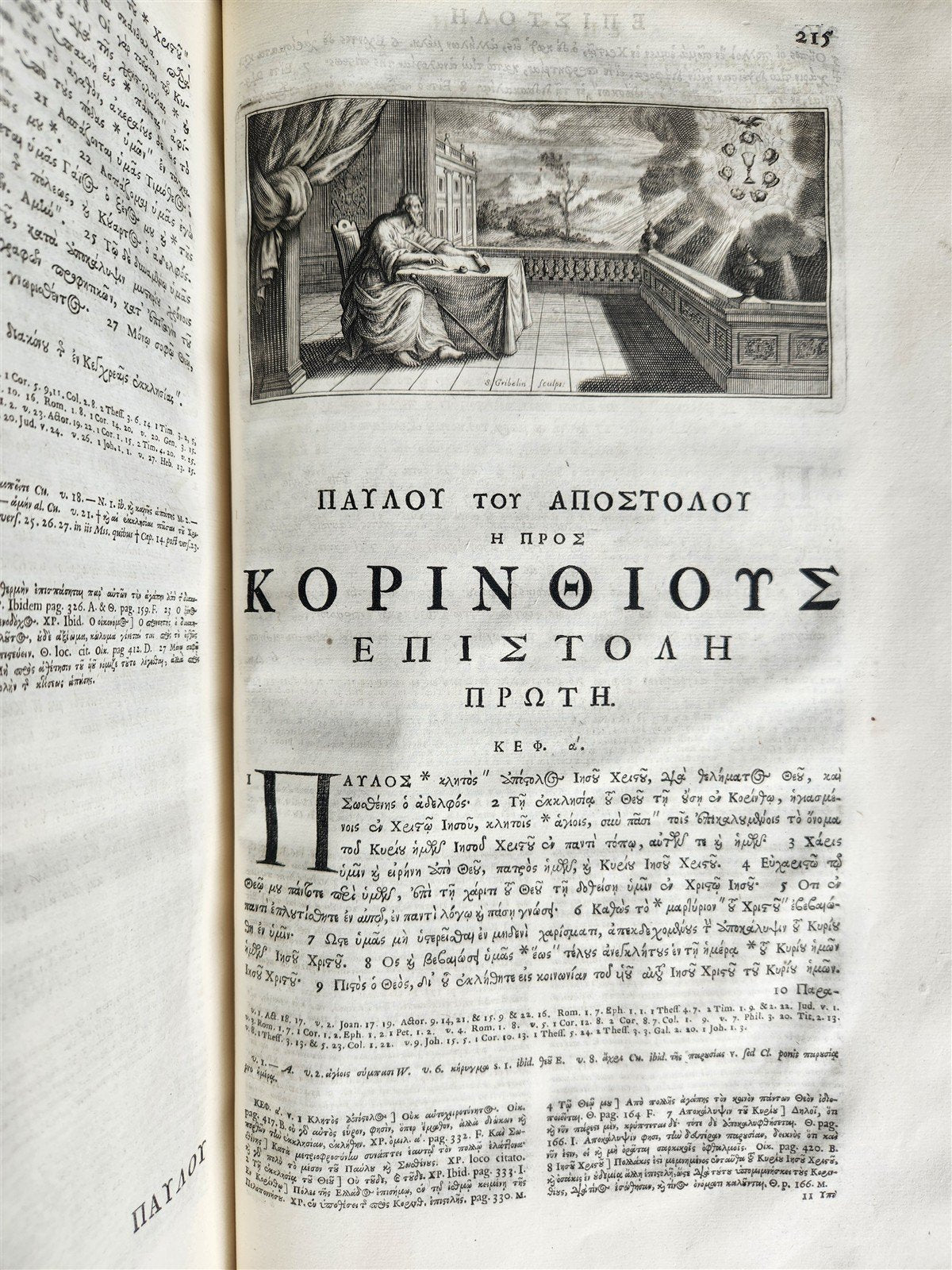 1703 BIBLE in GREEK NEW TESTAMENT antique ILLUSTRATED FOLIO