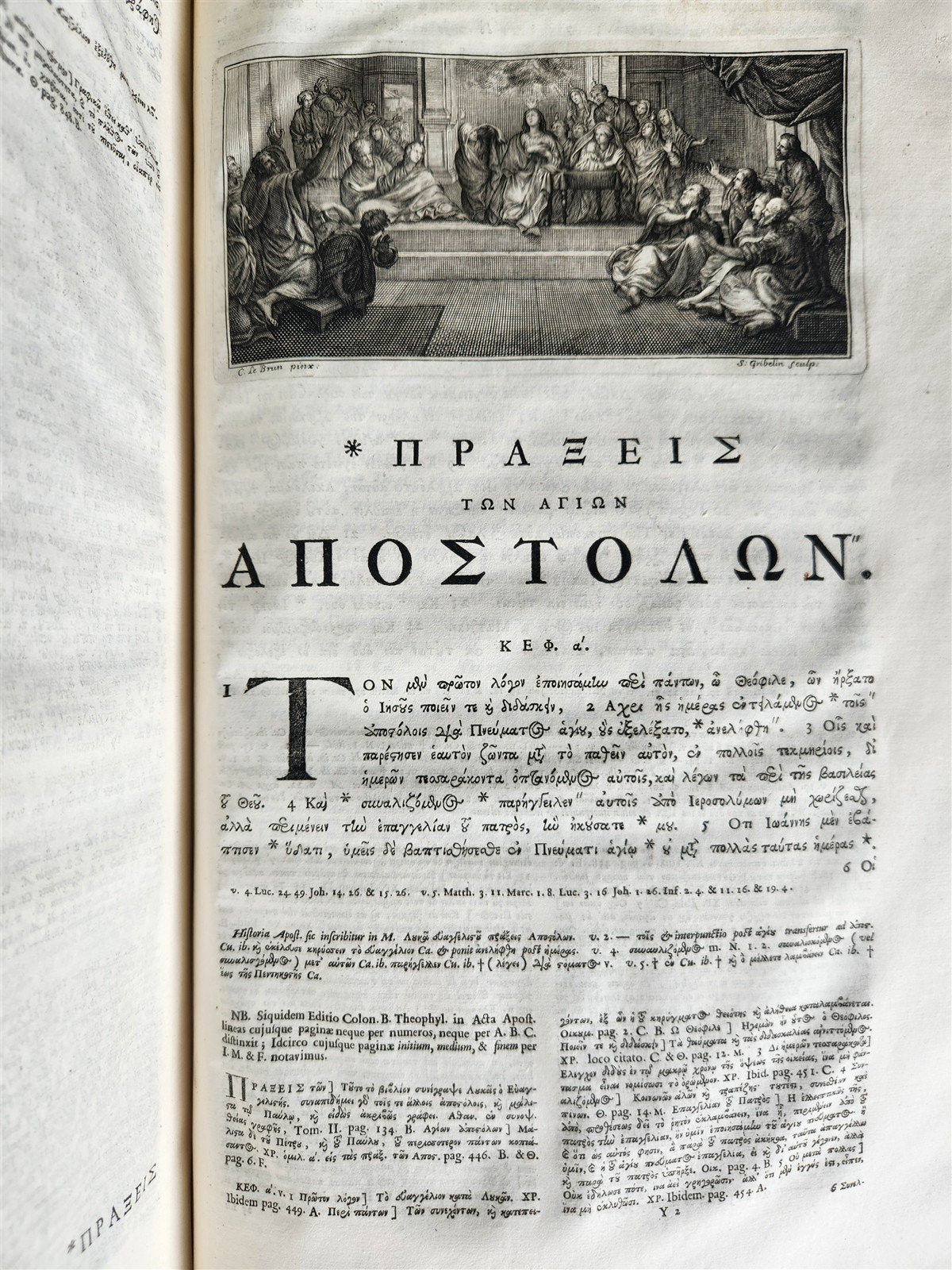 1703 BIBLE in GREEK NEW TESTAMENT antique ILLUSTRATED FOLIO