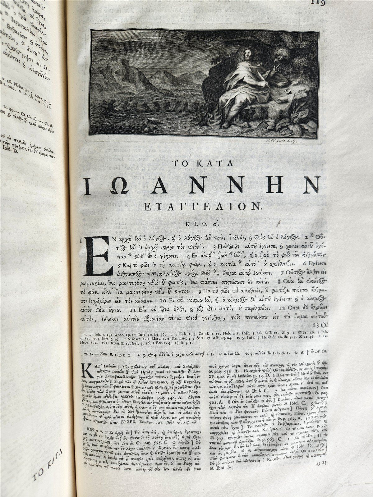 1703 BIBLE in GREEK NEW TESTAMENT antique ILLUSTRATED FOLIO