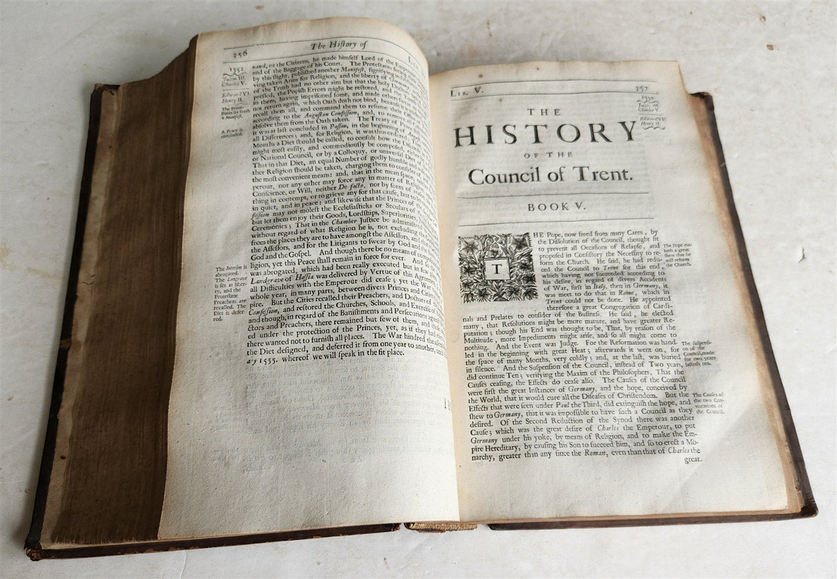 1676 HISTORY of COUNCIL of TRENT in ENGLISH by Paolo Sarpi antique 17th c. FOLIO