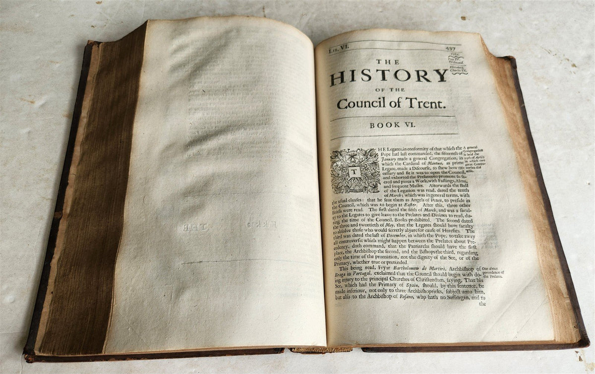 1676 HISTORY of COUNCIL of TRENT in ENGLISH by Paolo Sarpi antique 17th c. FOLIO