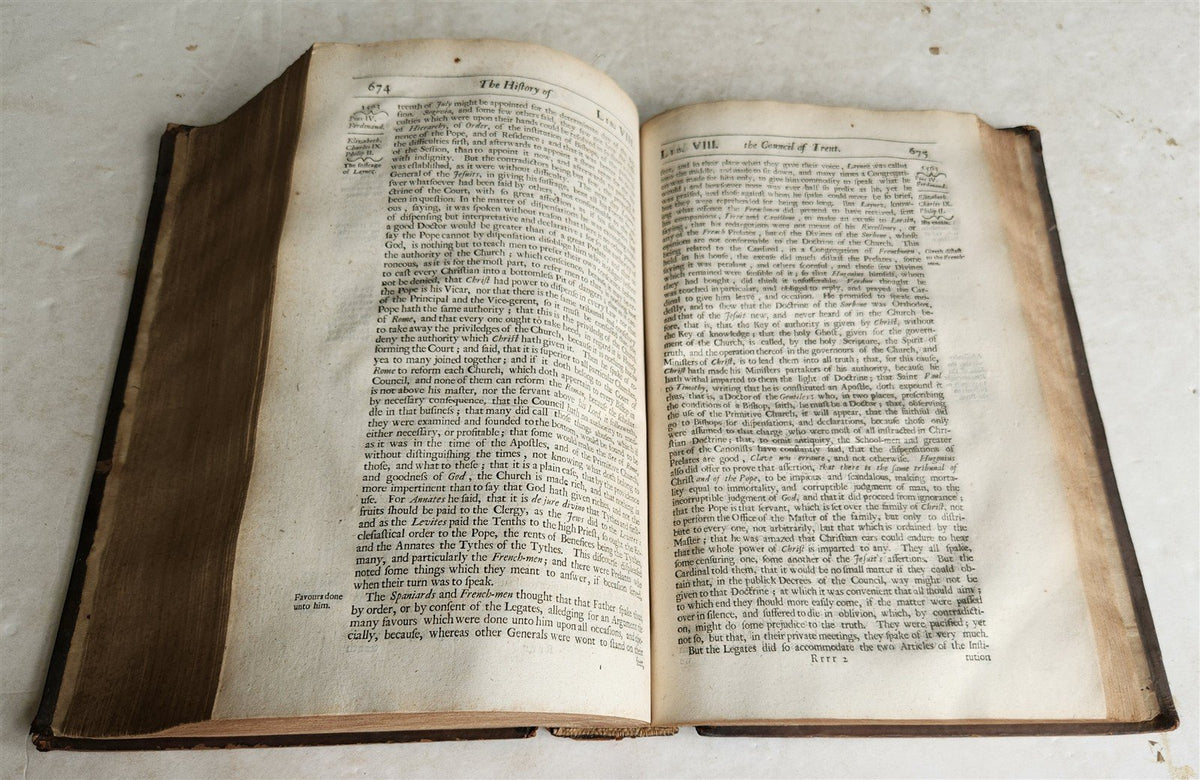 1676 HISTORY of COUNCIL of TRENT in ENGLISH by Paolo Sarpi antique 17th c. FOLIO