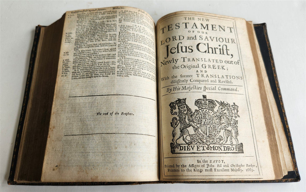 1669 BIBLE in ENGLISH antique ORIGINAL BINDING by John Bill & Christopher Barker
