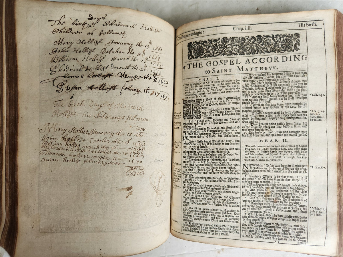1642 BIBLE in ENGLISH antique ORIGINAL BINDING by Robert Barker OT & NT w/titles