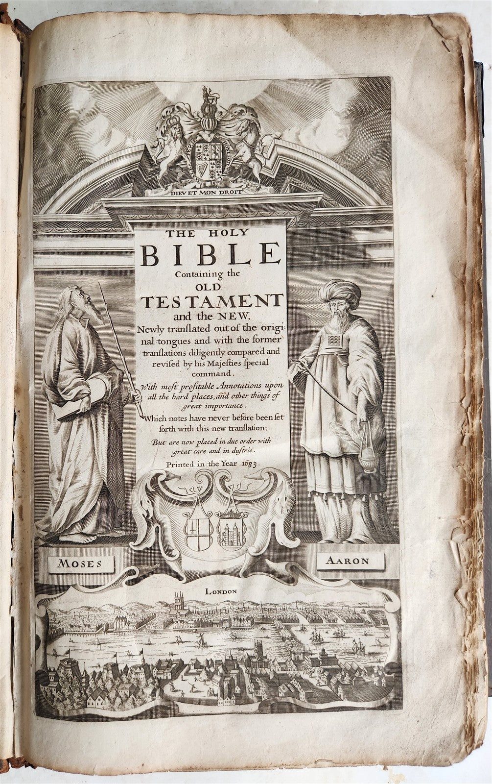 1683 BIBLE in ENGLISH antique ORIGINAL BINDING rare FOLIO King James version