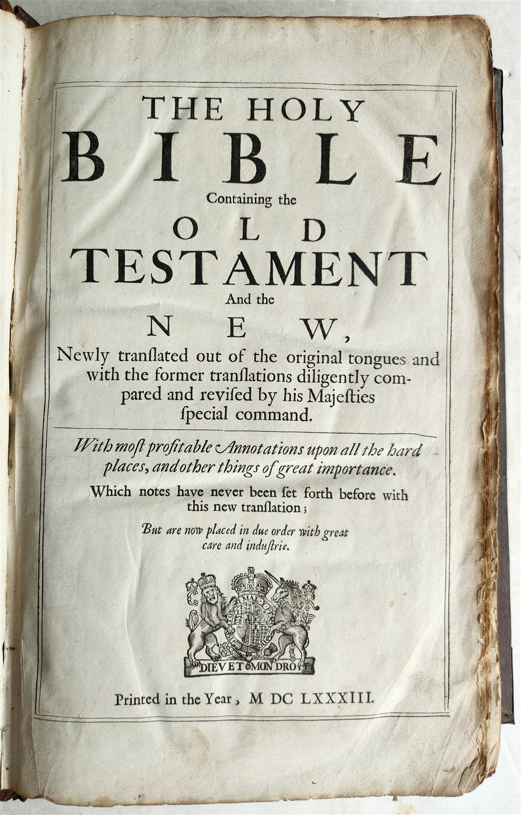 1683 BIBLE in ENGLISH antique ORIGINAL BINDING rare FOLIO King James version
