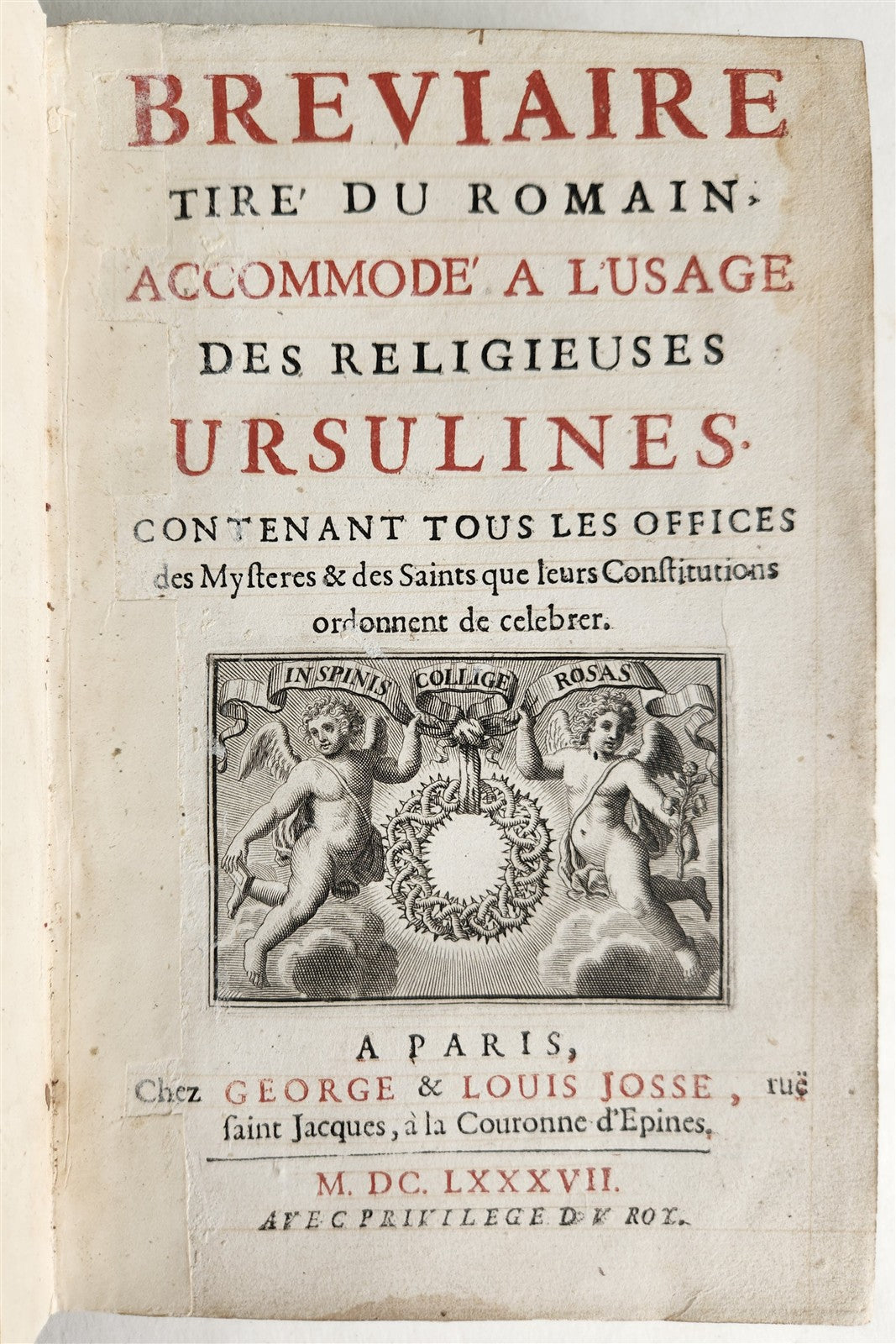 1687 BREVIARIUM in LATIN antique ILLUSTRATED Breviaire tire du romain