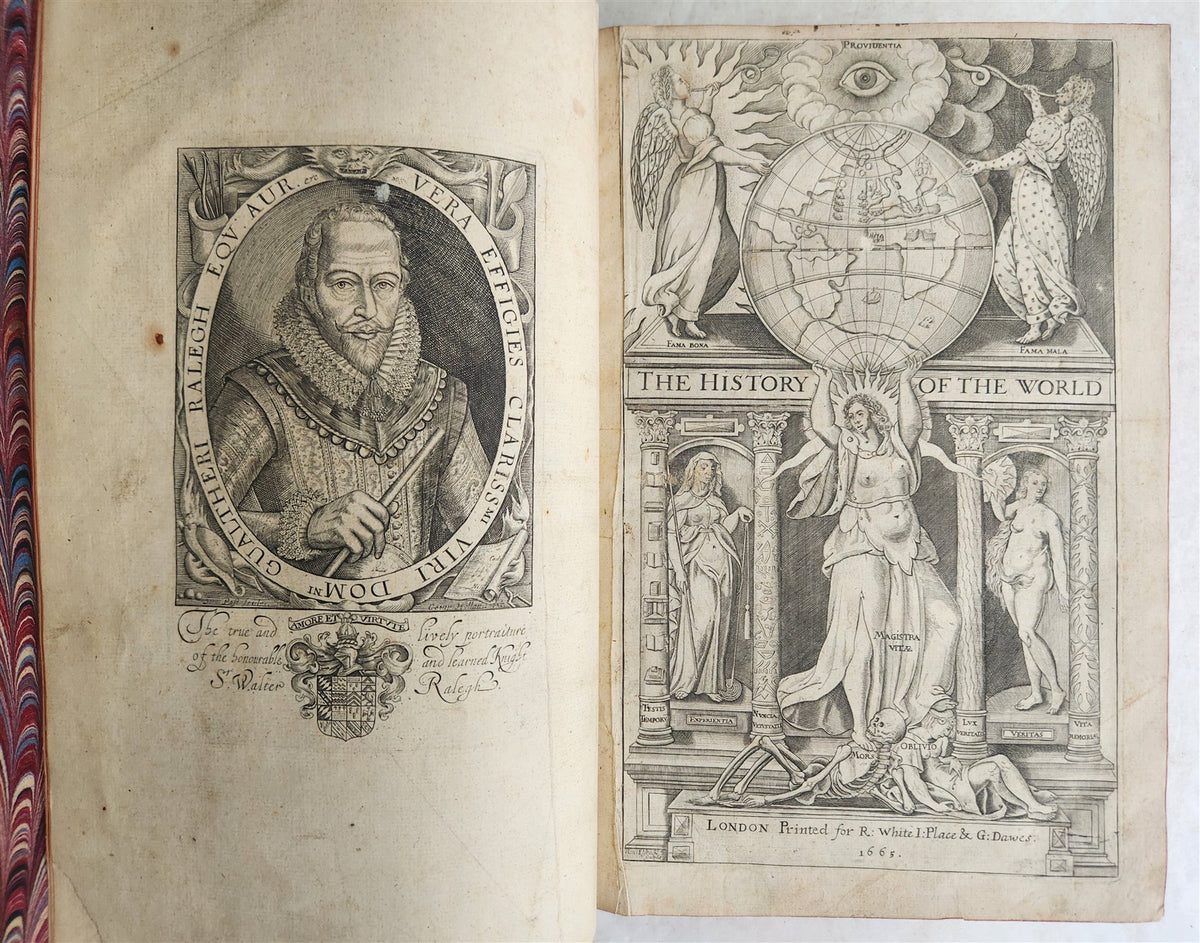 1666 HISTORY of the WORLD by WALTER RALEIGH antique ILLUSTRATED w/8 MAPS English